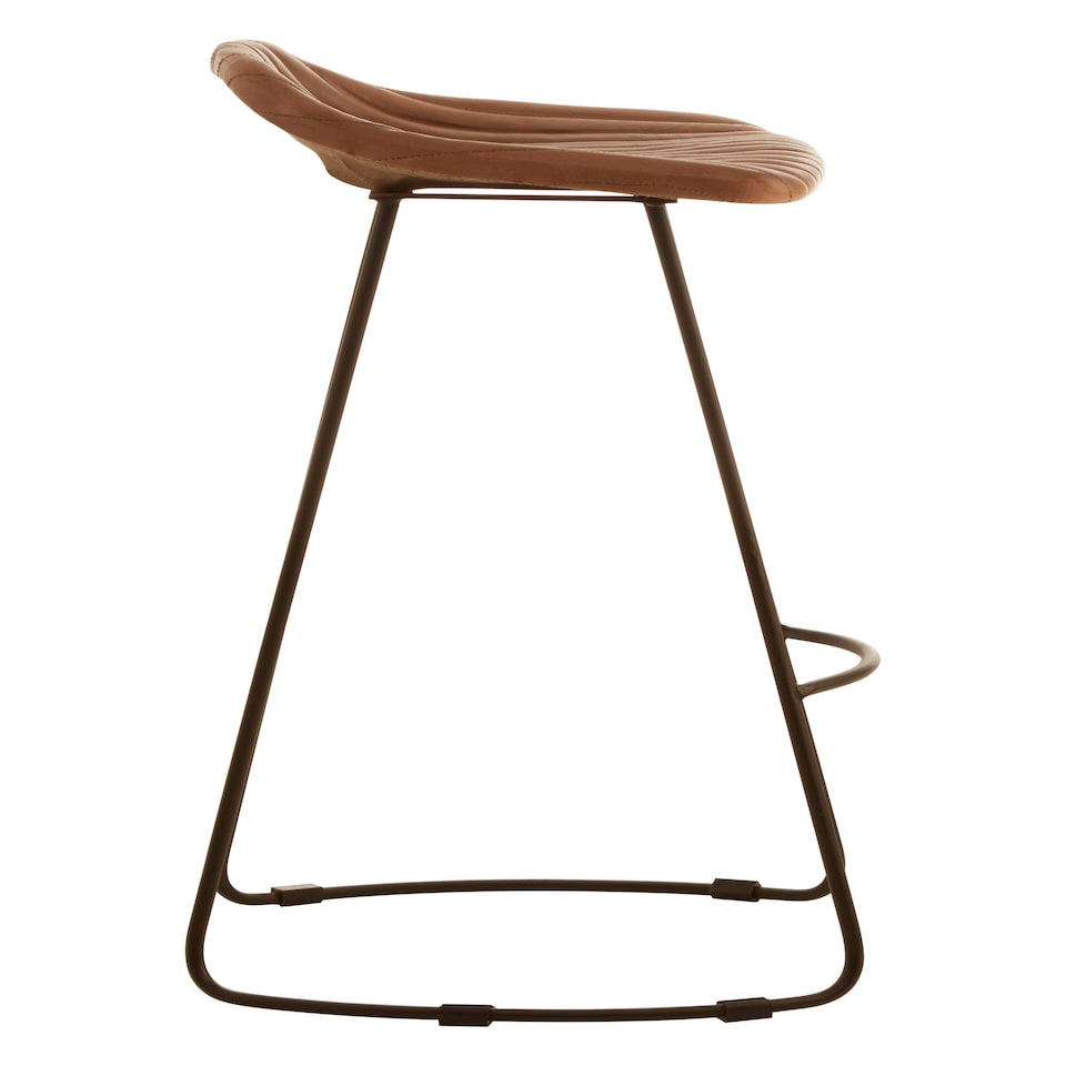 image 1 of Interiors by Premier Light Brown Leather And Iron Stool