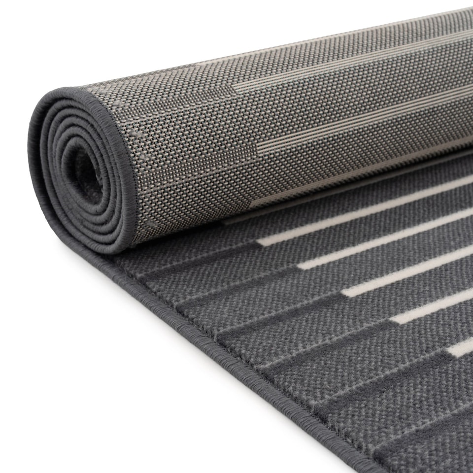image 1 of kukoon 3ft - 39ft Grey Striped Stair Carpet Long Hallway Runner Rug 60cm x 823cm
