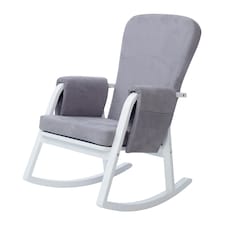Dursley Rocking Chair - Comfortable Rocking Chair With Padded Support, Suedette Fabric With Side Pockets & Compact Design (Pearl Grey)