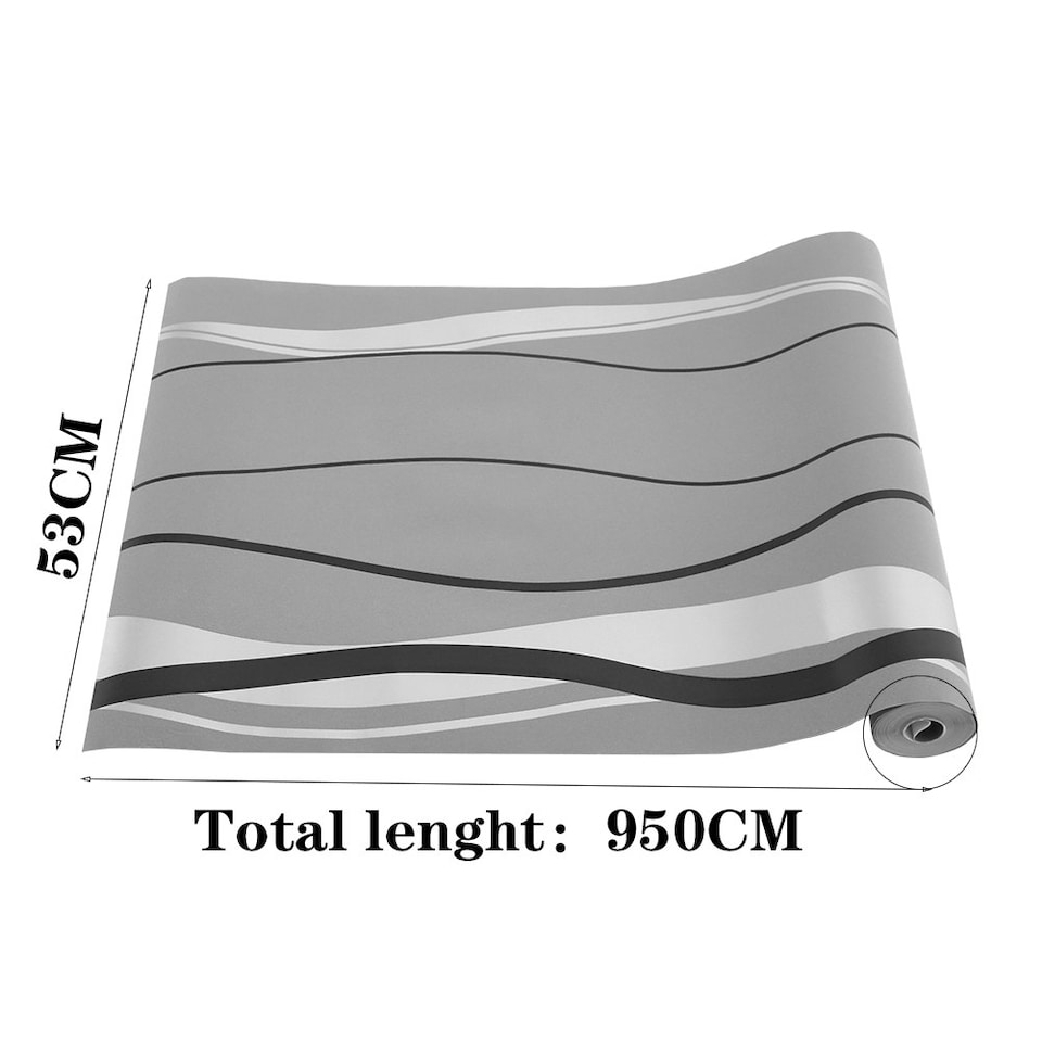 image 1 of Living and Home Curve Striped Non-Woven Wallpaper - 950*53cm | Multi