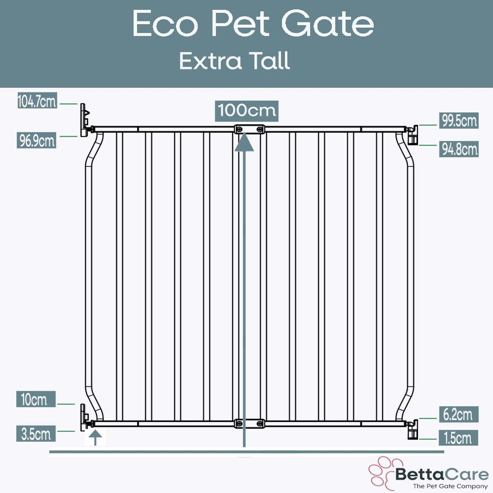 image 1 of Bettacare Extra Tall Eco Screw Fit Pet Gate, Black, 80cm - 90cm, Extra Tall Gate 100cm in Height, Screw Fitted Dog Gate | Black