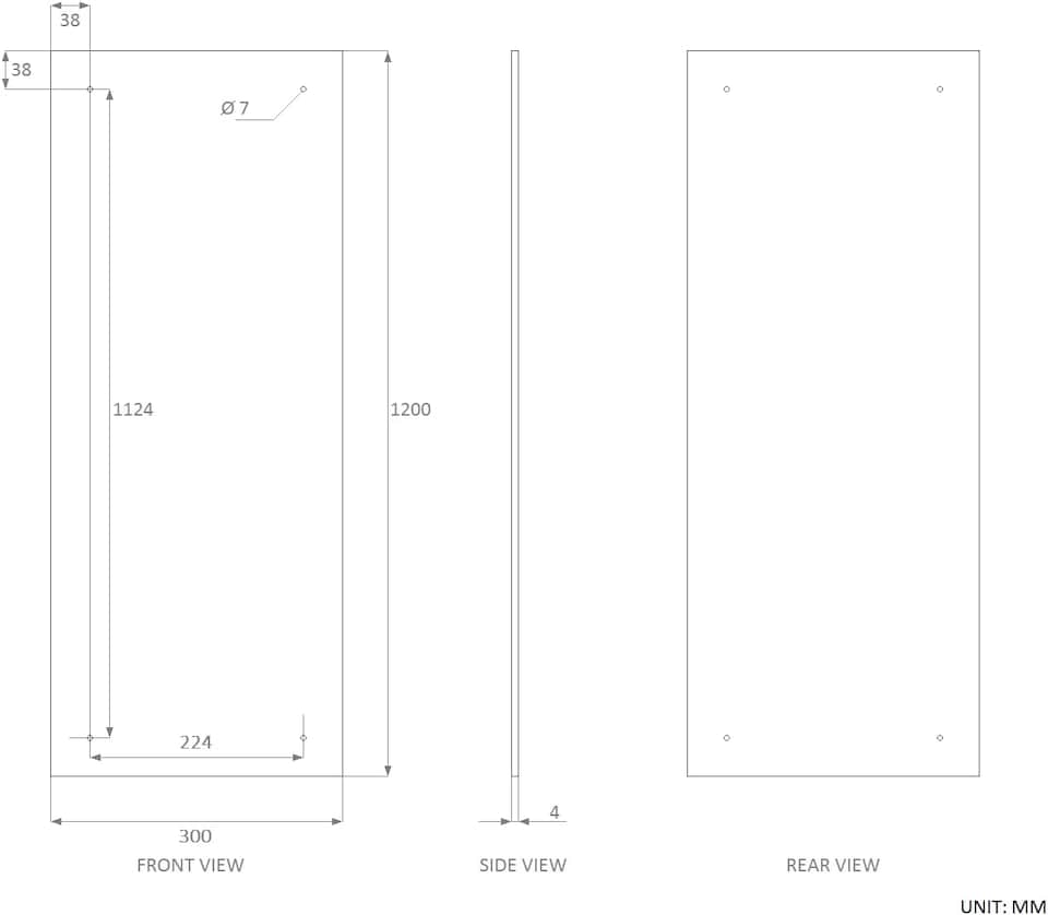 image 1 of 120 x 30cm Rectangle Frameless Bathroom Mirror with Pre-drilled Holes and Wall Hanging Fittings