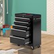 image 9 of HOMCOM 5-Drawer Lockable Steel Tool Storage Cabinet with Wheels Handle 2 Keys Organisation BoUnit Chest Garage DIY Workshop Trolley Black | Black
