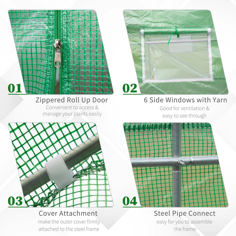 image 1 of Outsunny Polytunnel Walk In Green House w/ PE Cover, 4.5 x 2 x 2m