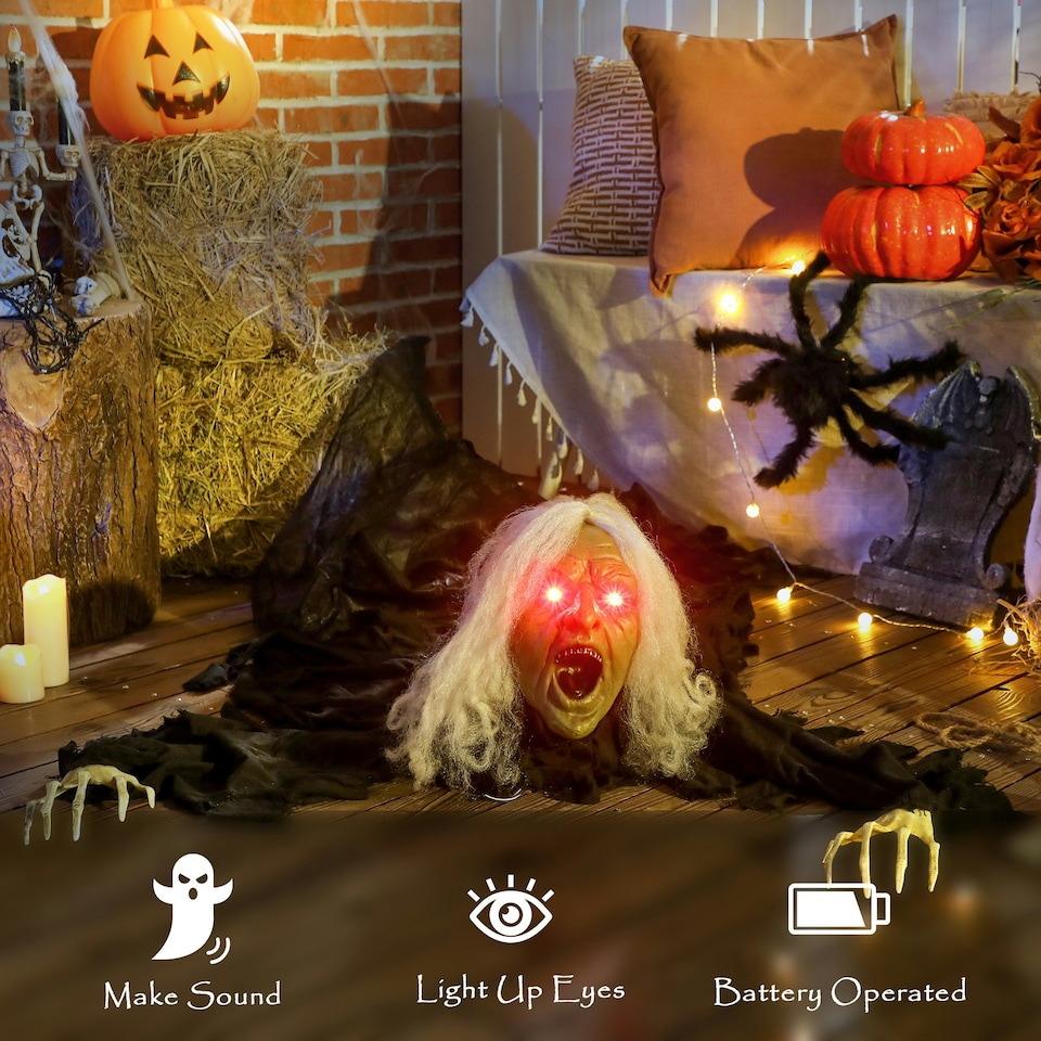 image 1 of Outsunny 183 cm Life Size Scary Halloween Decorations, Battery Operated