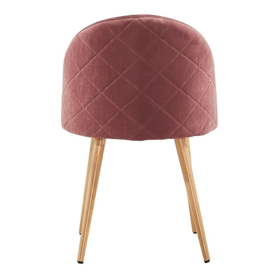 image 1 of Single Lucia Ergonomic Velvet Dining Chair with Wooden Legs, Modern Upholstered Accent Chair | Red | Rose