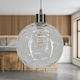 image 3 of First Choice Lighting Set of 2 Barnum Clear Dimple Glass Globe with Satin Nickel Pendant Fittings Silver | Clear