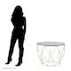 image 4 of Octagonal End Table With Brushed Nickel Base,Boutique Geometric Side Table,Accent Table For Home Decor Silver