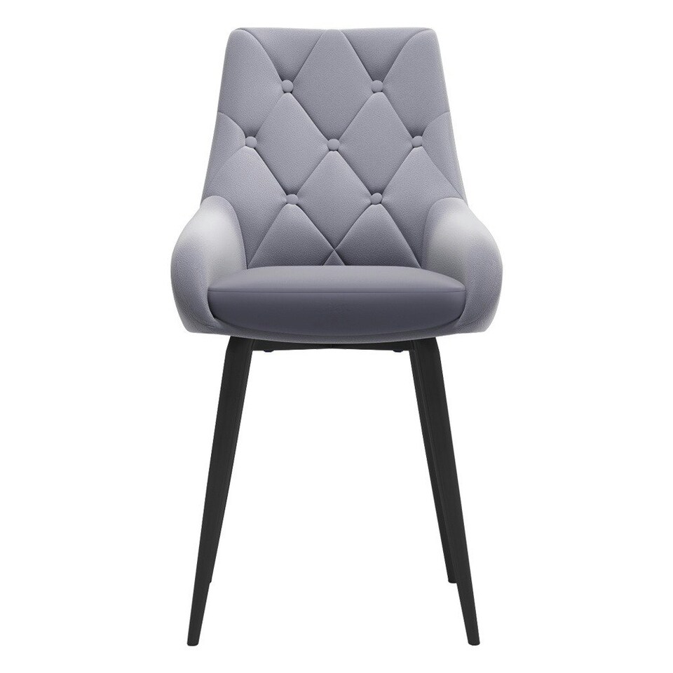 image 1 of Living and Home Velvet Metal Legs Button Upholstered Dining Chair - Set of 2