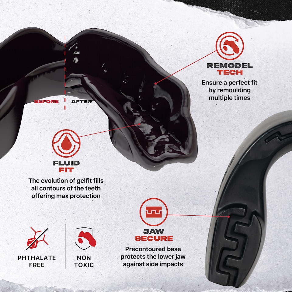 image 1 of SAFEJAWZ Intro Sports Mouth Guard Black Adult/Junior