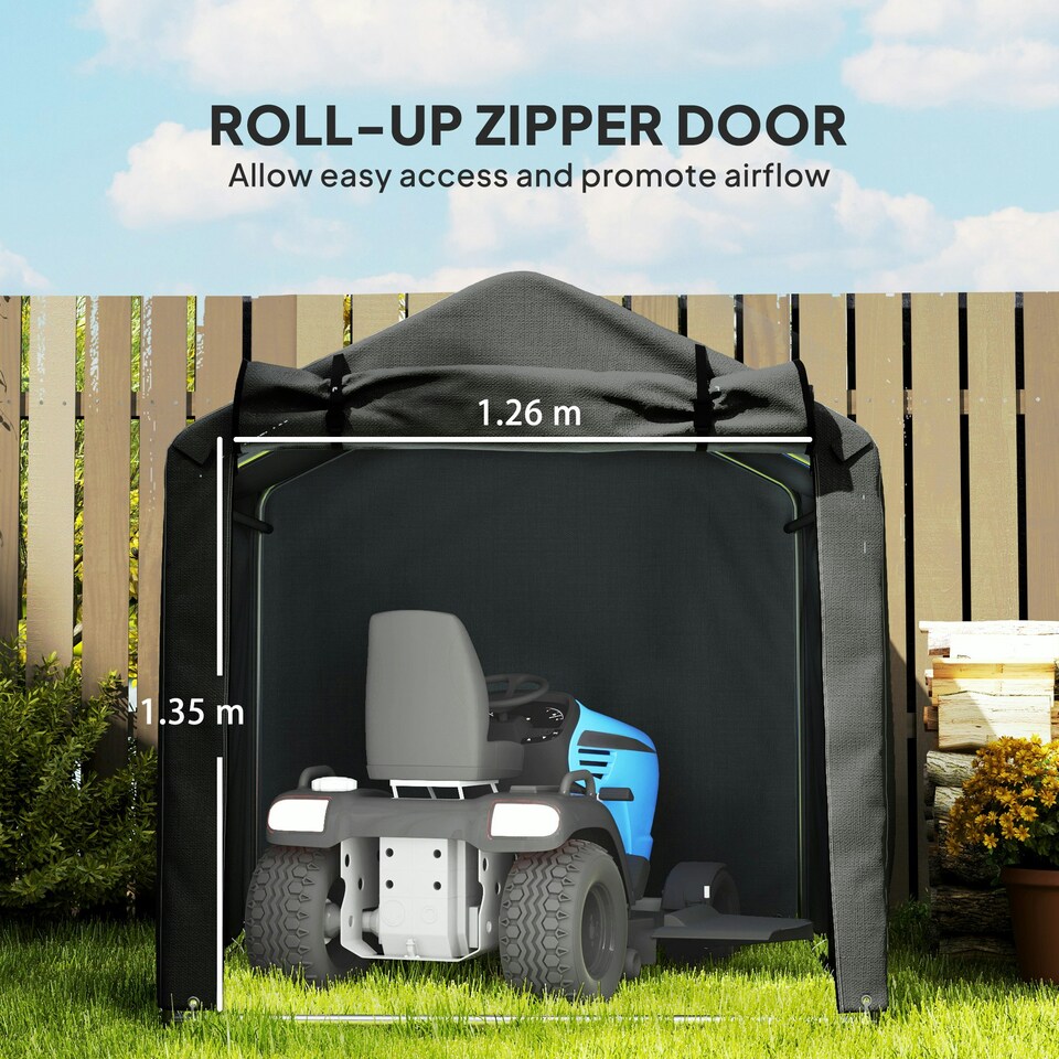 image 1 of Outsunny Garden Tool Storage Shed with Roll-up Zipper Door, Black 