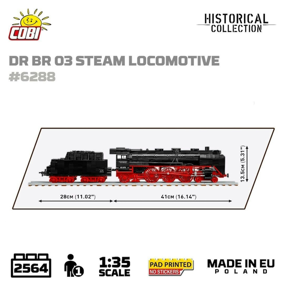 image 1 of DR BR 03 Steam Locomotive brick model - COBI 6288 - 2560 bricks