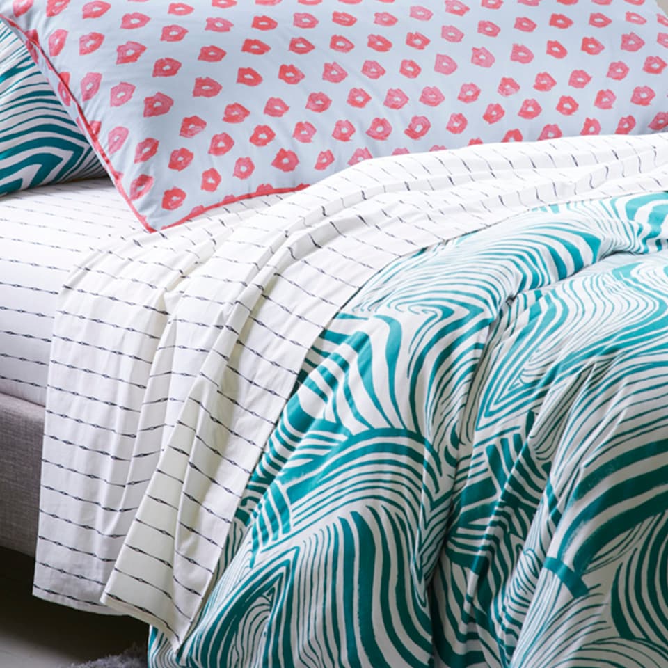 image 1 of Martex Green Zebra Marble Duvet Cover Set Green Super King Green | Super King