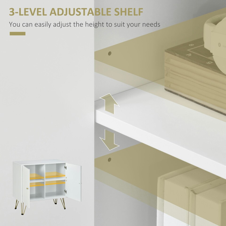 image 1 of HOMCOM Freestanding Storage Cabinet with Adjustable Shelves for Living Room