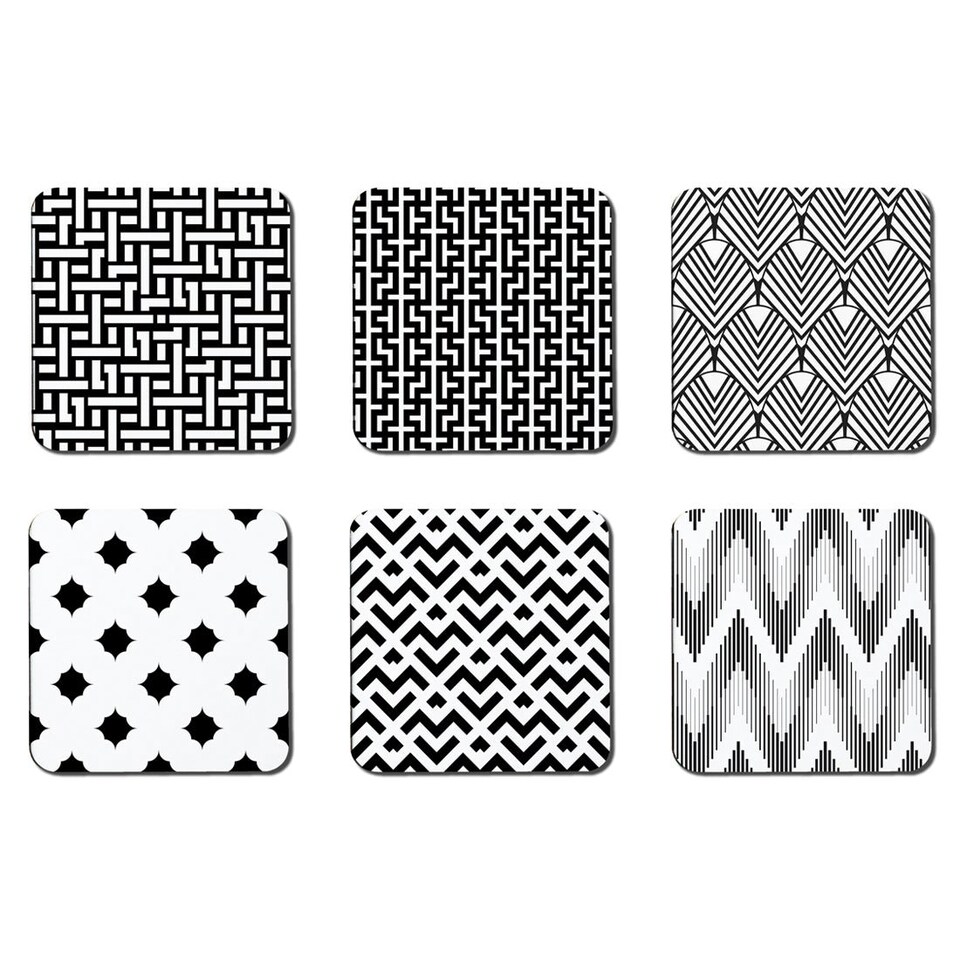 image 1 of Geometric Black & White Collection (Placemat & Coaster Set)