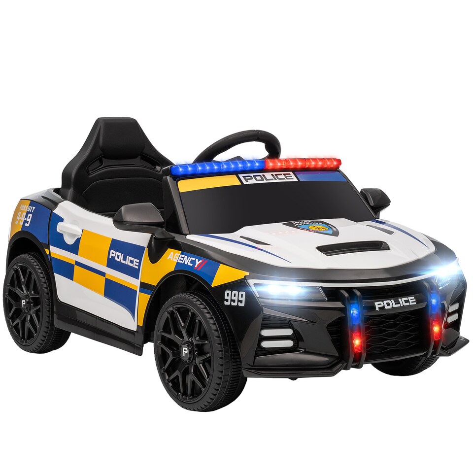 image 1 of AIYAPLAY Kids Electric Car, 12V Battery Powered Police Ride on Car with Remote Control, Music, Horn, Siren, Flashing Lights, Children Electric Vehicle for 3-5 Years