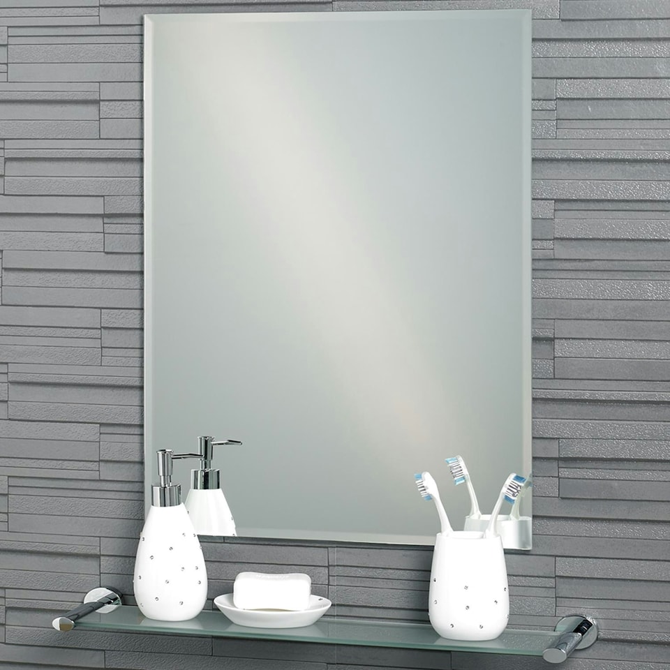 image 1 of Showerdrape Fairmont Rectangular Wall Mounted Frameless Bevelled Edge Bathroom Mirror 60 x 45cm