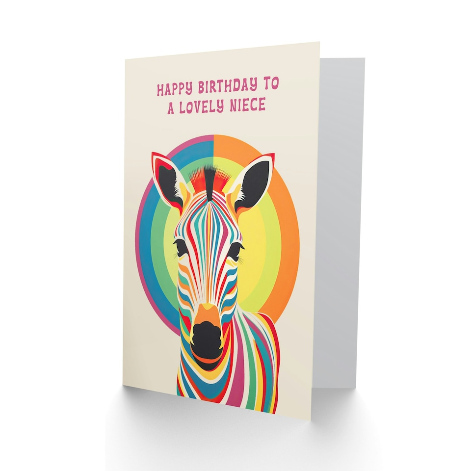 image 1 of Fun Rainbow Stripes Bauhaus Bright Funky Niece Birthday Card