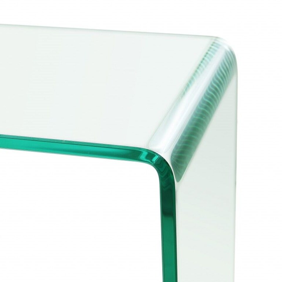 image 1 of Crystal Small Stylish Curved Glass Hallway Console Table | Clear | Clear