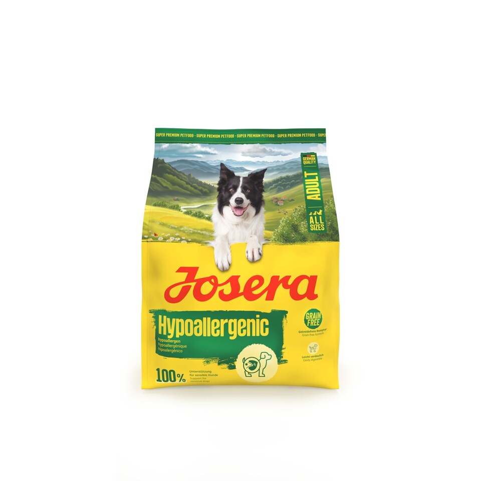 image 1 of Josera Adult Hypoallergenic complete dog food | Allergy relief | Sensitive digestion | Novel single animal protein | Grain-free | All breed sizes | 0.9kg