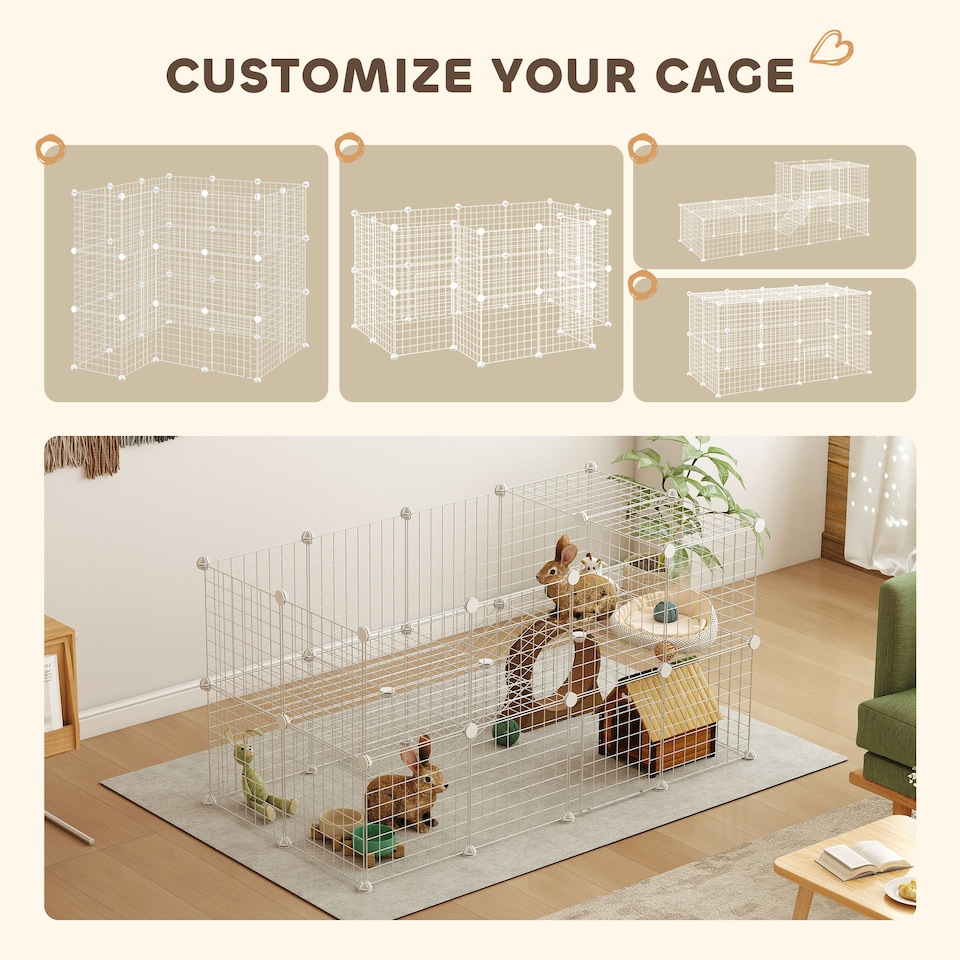 image 1 of PawHut DIY Pet Playpen 36 Panel for Rabbit Chinchilla Hedgehog, White