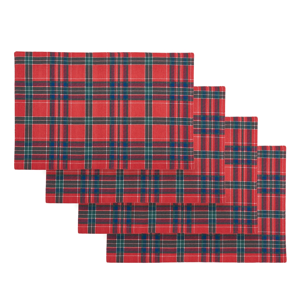 image 1 of Catherine Lansfield Christmas Tartan Check Cotton Dining Placemat 4 Pack