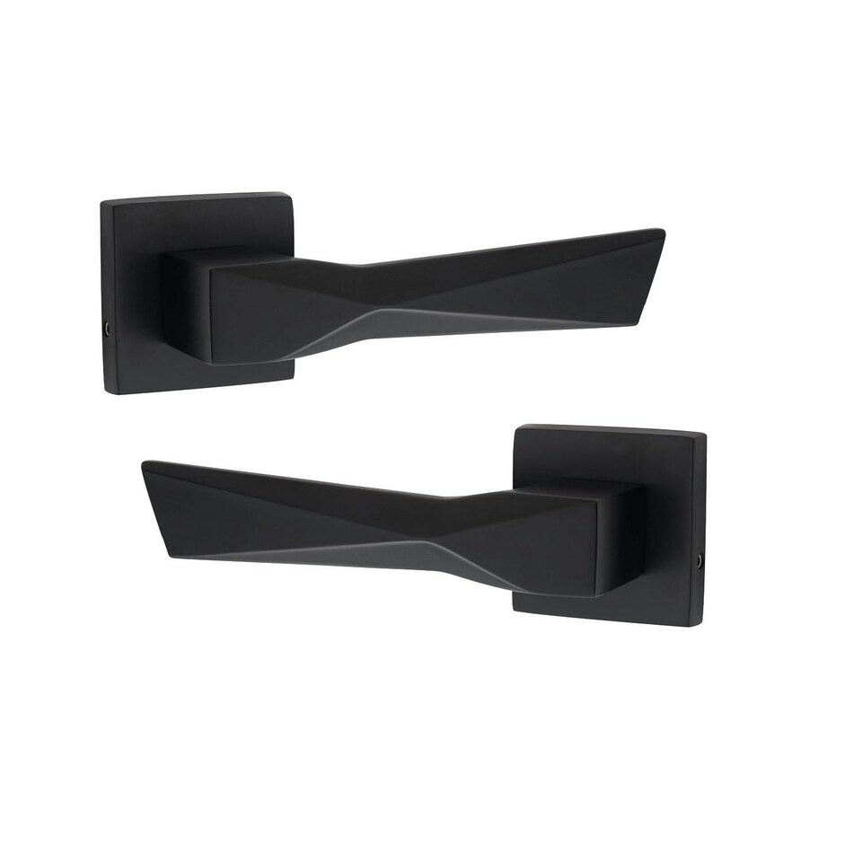 image 1 of Golden Grace 1 Pair Modern Aura Premium Design Door Handles on Square Rose in Matt Black Finish Black