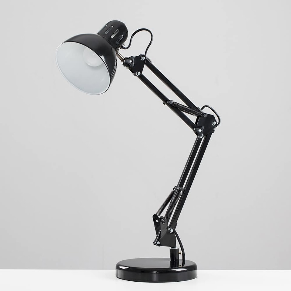 image 1 of ValueLights Retro Adjustable Black Metal Bedside Desk Table Lamp | Black