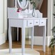 image 2 of 5 Drawer White Dressing Table With Round Mirror And Stool White