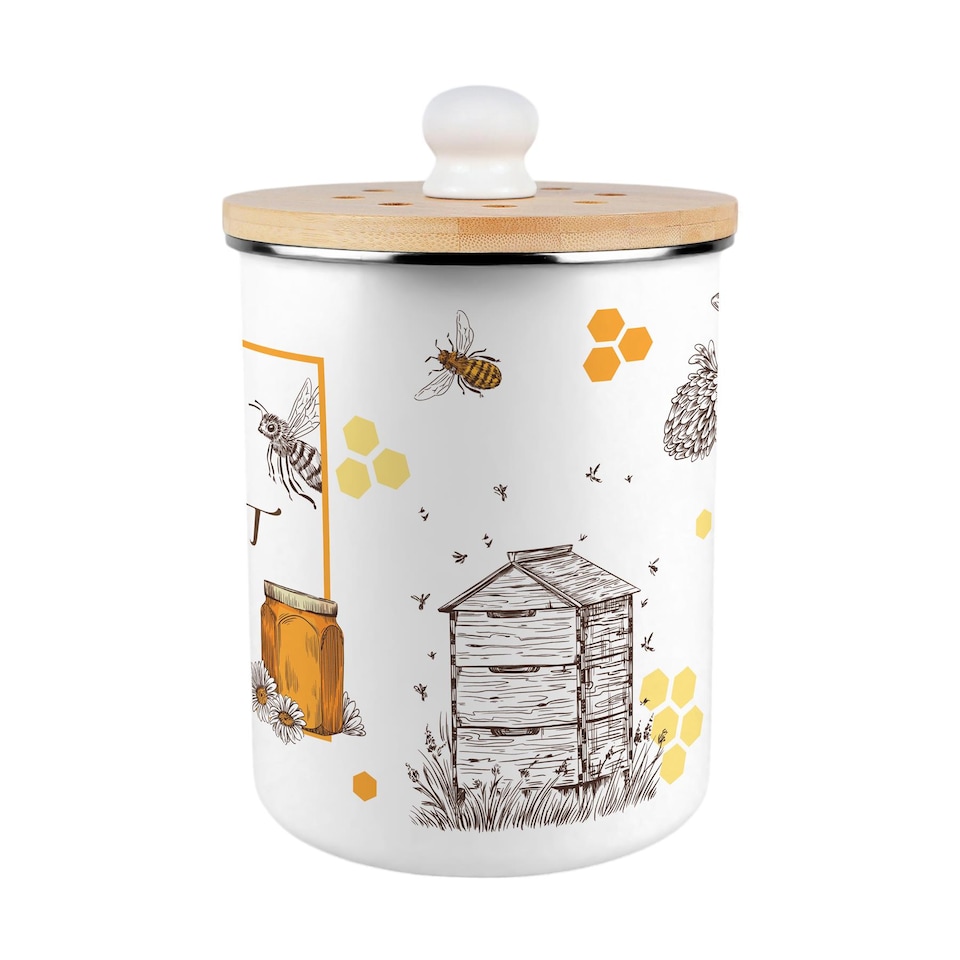 image 1 of Honey Bee Farm Compost Caddy - Metal 2L Decorative Kitchen Food Waste Bin