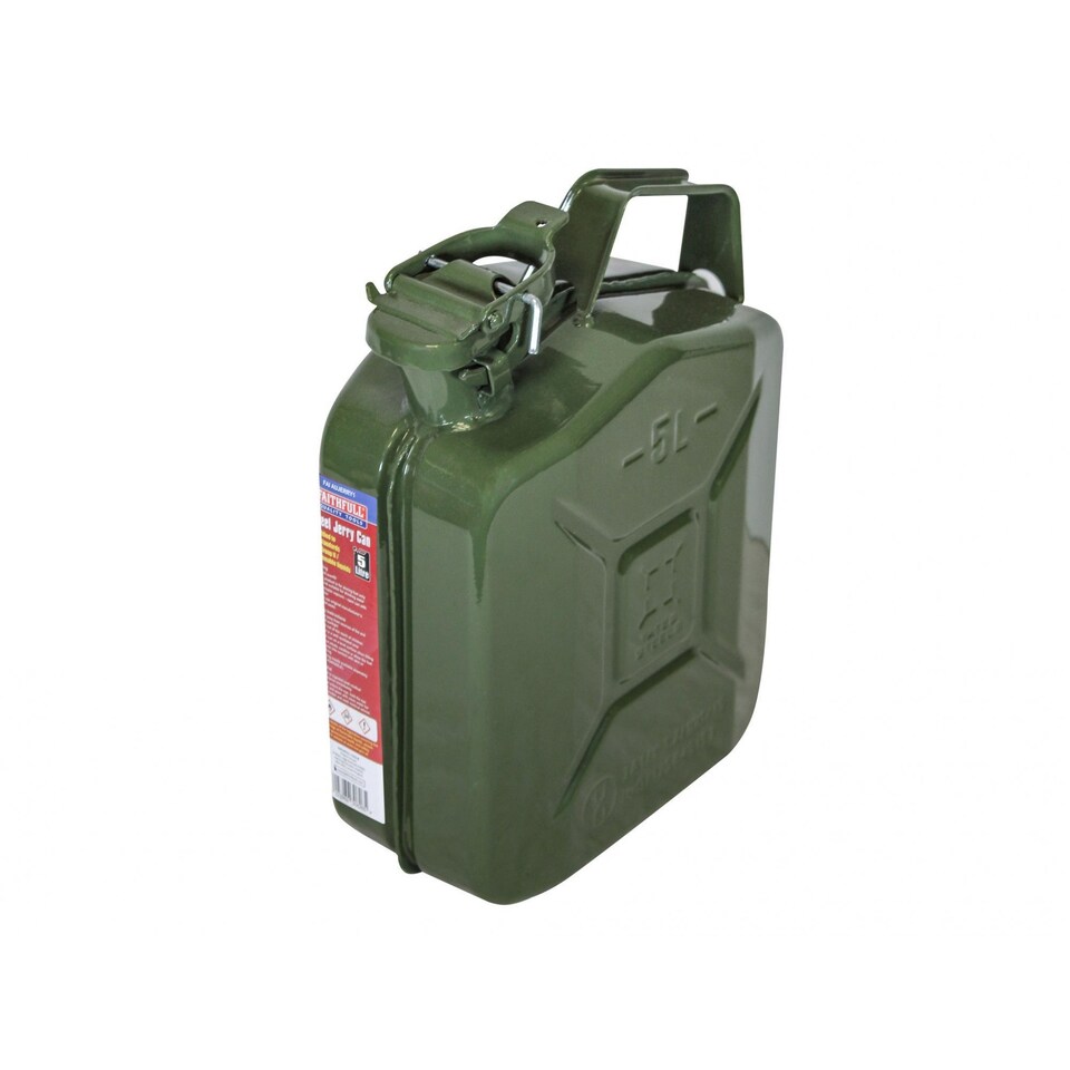 Faithfull Steel Jerry Can | Green | Green | 240 x 315 x 120mm | 1