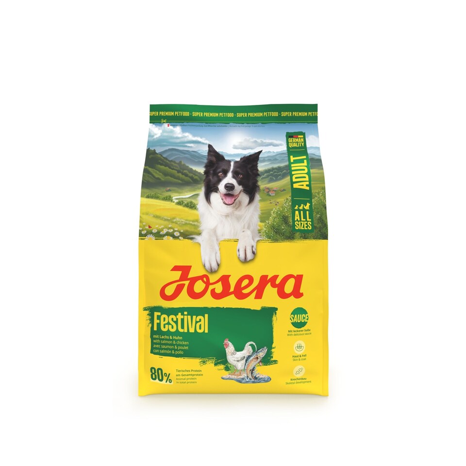 image 1 of Josera Adult Festival complete dog food | For fussy dogs | Feed dry or wet for delicious gravy | Chicken & Salmon | All breed sizes | 3kg
