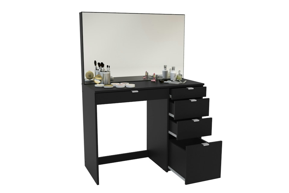 image 1 of Ava 5 Drawer Dressing Table Black