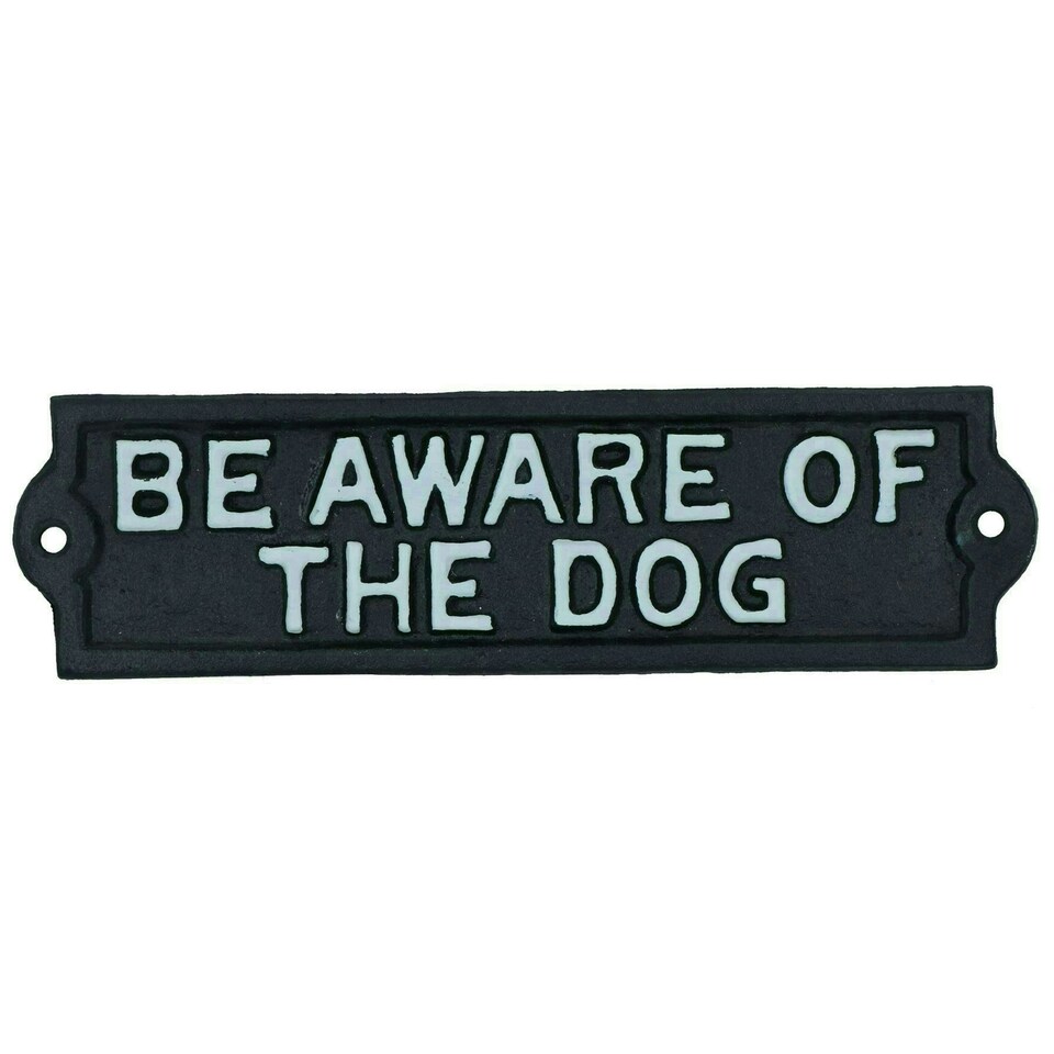 image 1 of Be Aware Of The Dog Sign Plaque Cast Iron Garden House Wall Fence Gate Door