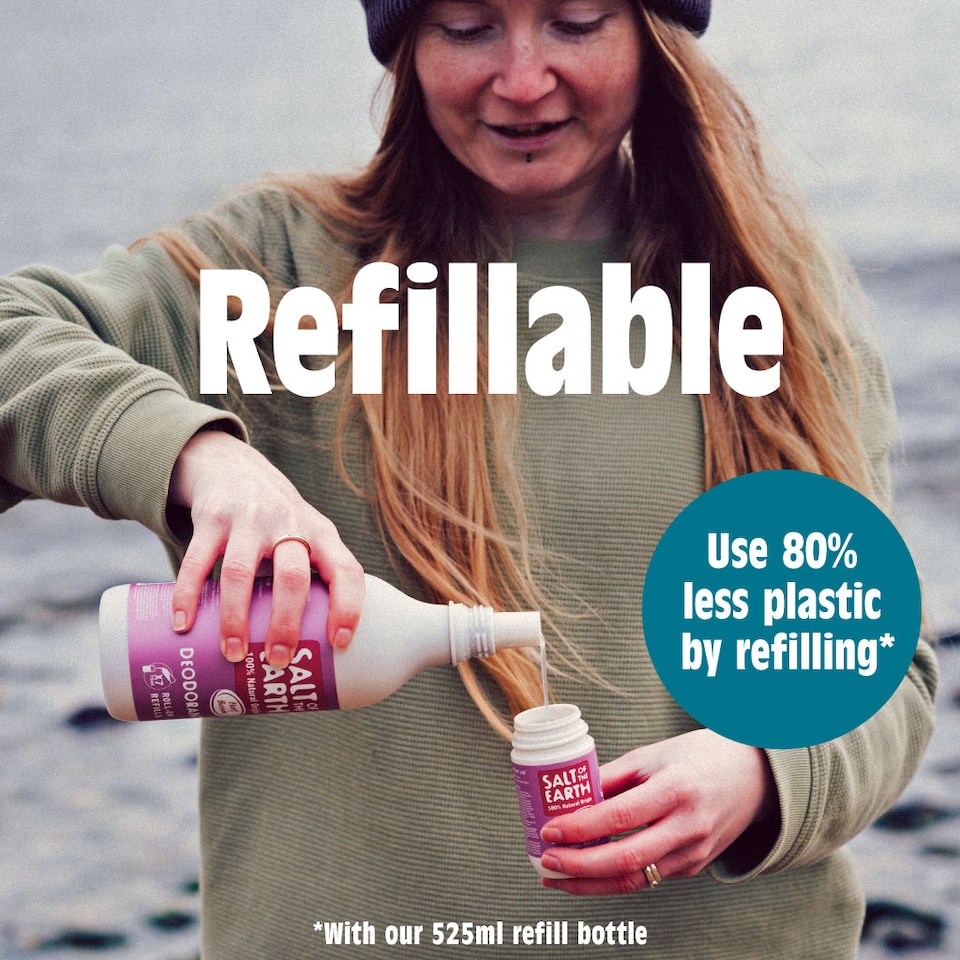 image 1 of Unscented Natural Refillable Roll-On Deodorant | White