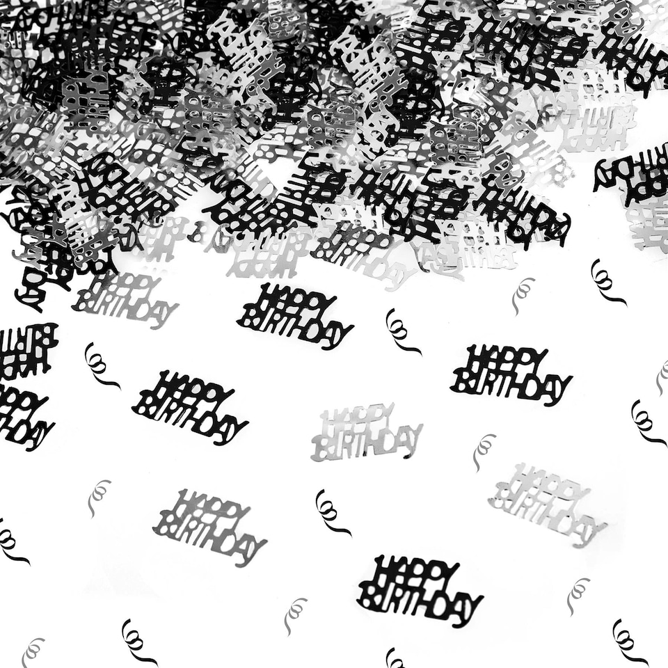 image 1 of 1pk Happy Birthday Confetti Black & Silver, 14g