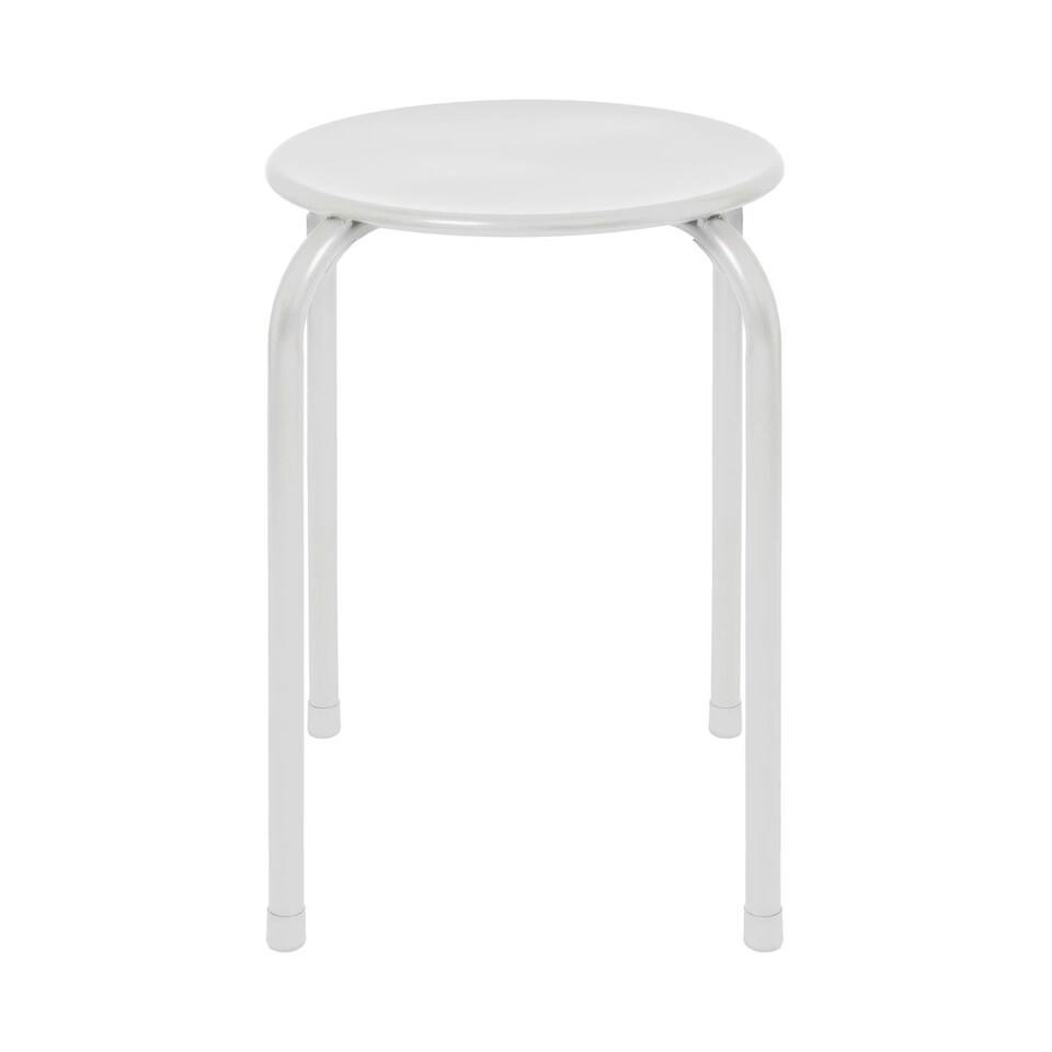 image 1 of Harbour Housewares Metal Stacking Stool - Matt White White