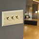 image 2 of Volex Crabtree Brass Gold 3-Gang Dimmer Light Switch