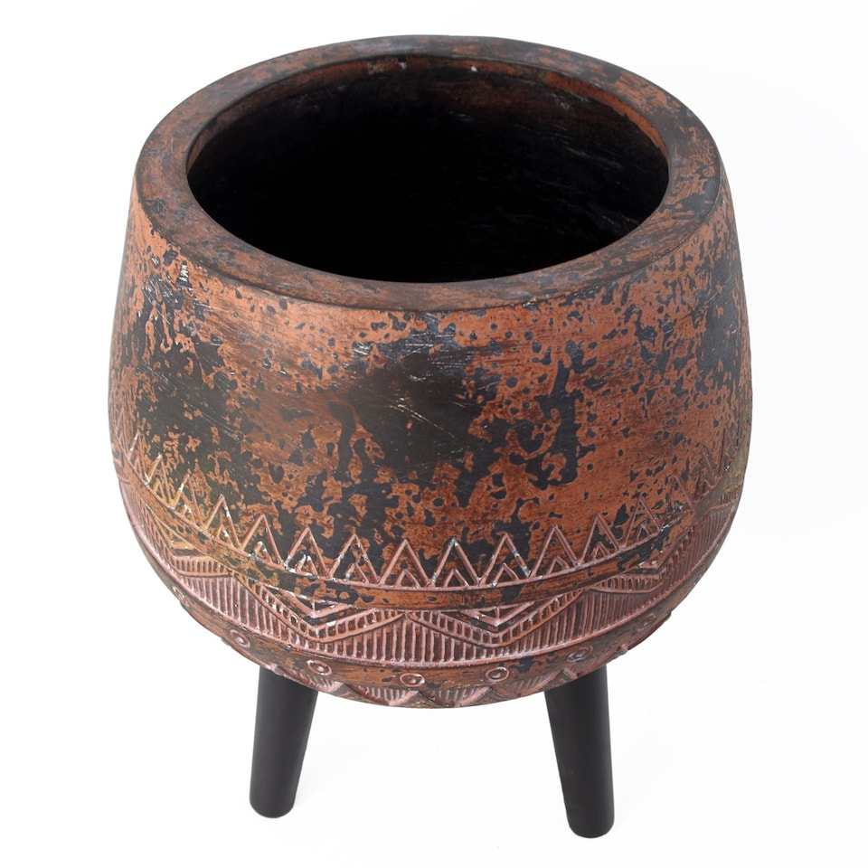 image 1 of Large Composite Brown / Black Planter with Stand | Brown