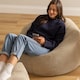 image 5 of Kingston Cord Adults Bean Bag Chair and Pouffe, Ready Filled Beanbag and Footstool Stone Beige | Cream | Natural | 2