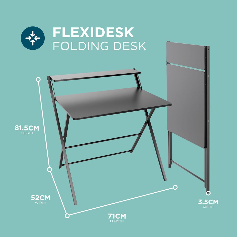 image 1 of DMD 2-Tier Shelf FlexiDesk Folding Desk - Already Assembled Black