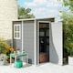 image 2 of Outsunny 4 x 5FT Plastic Garden Shed with Floor, Lean to Outdoor Storage Shed, Lockable Tool Storage House with Window, Vent and Plastic Roof, Grey