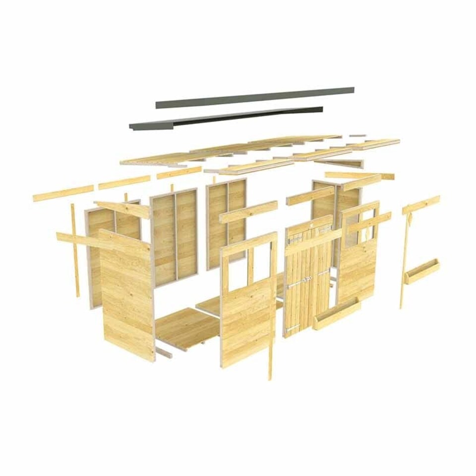 image 1 of 8 x 8 Feet Pent Summer Shed - Wood - L231 x W243 x H201 cm Brown