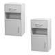 image 1 of 2-Pcs Wooden Bedside Cabinets with 1 Door & 1 Drawer | White | 1