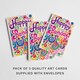 image 3 of Retro Hippy Flower Birthday Card Colourful Fun Set of 3 Greeting Cards Blank