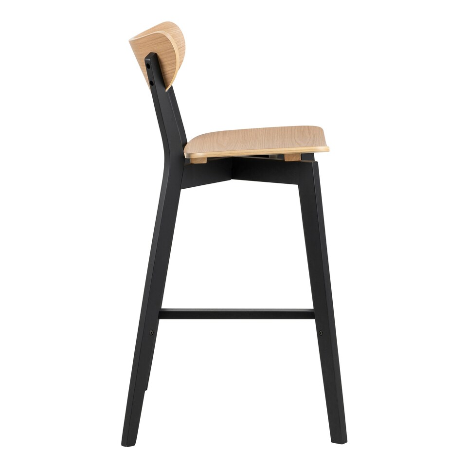 image 1 of Roxby Bar Stool, Black and Oak Set of 2