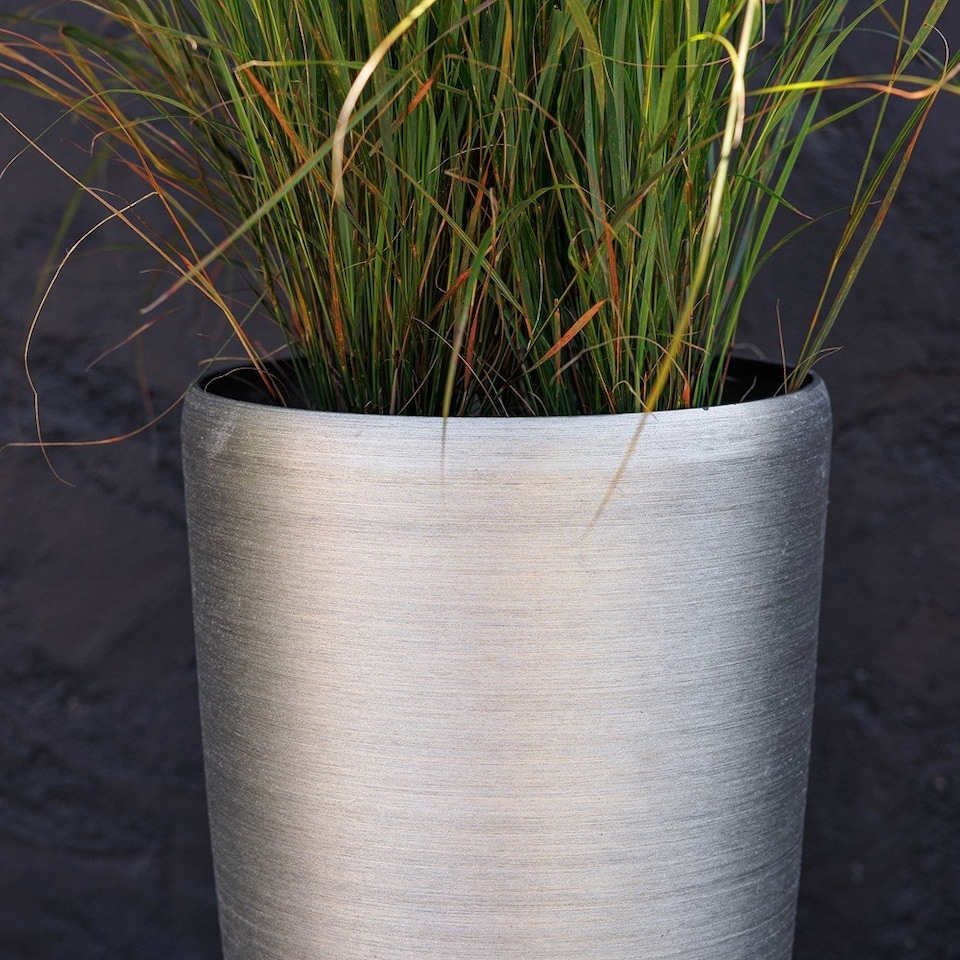 image 1 of White Cement Round Planter Large Garden Patio Flower Pot Urn 58cm | Silver | Silver