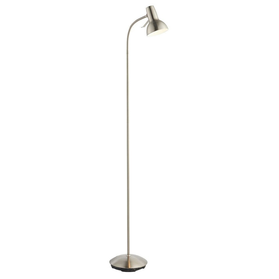Amalfi LED 1 Light Floor Lamp Satin Nickel, Gloss White Paint, GU10