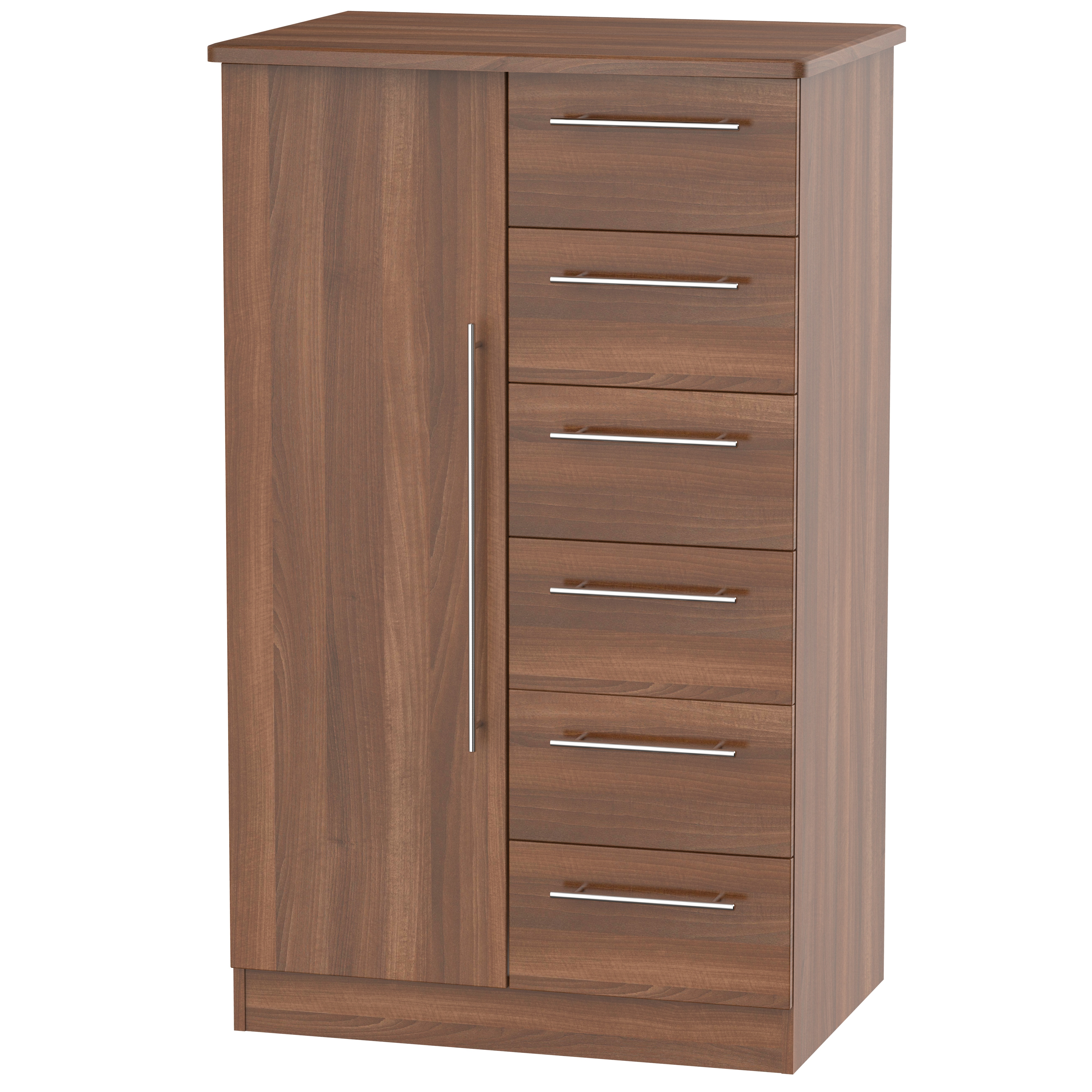 Carlton 1 Door 5 Drawer Childrens Wardrobe in Noche Walnut