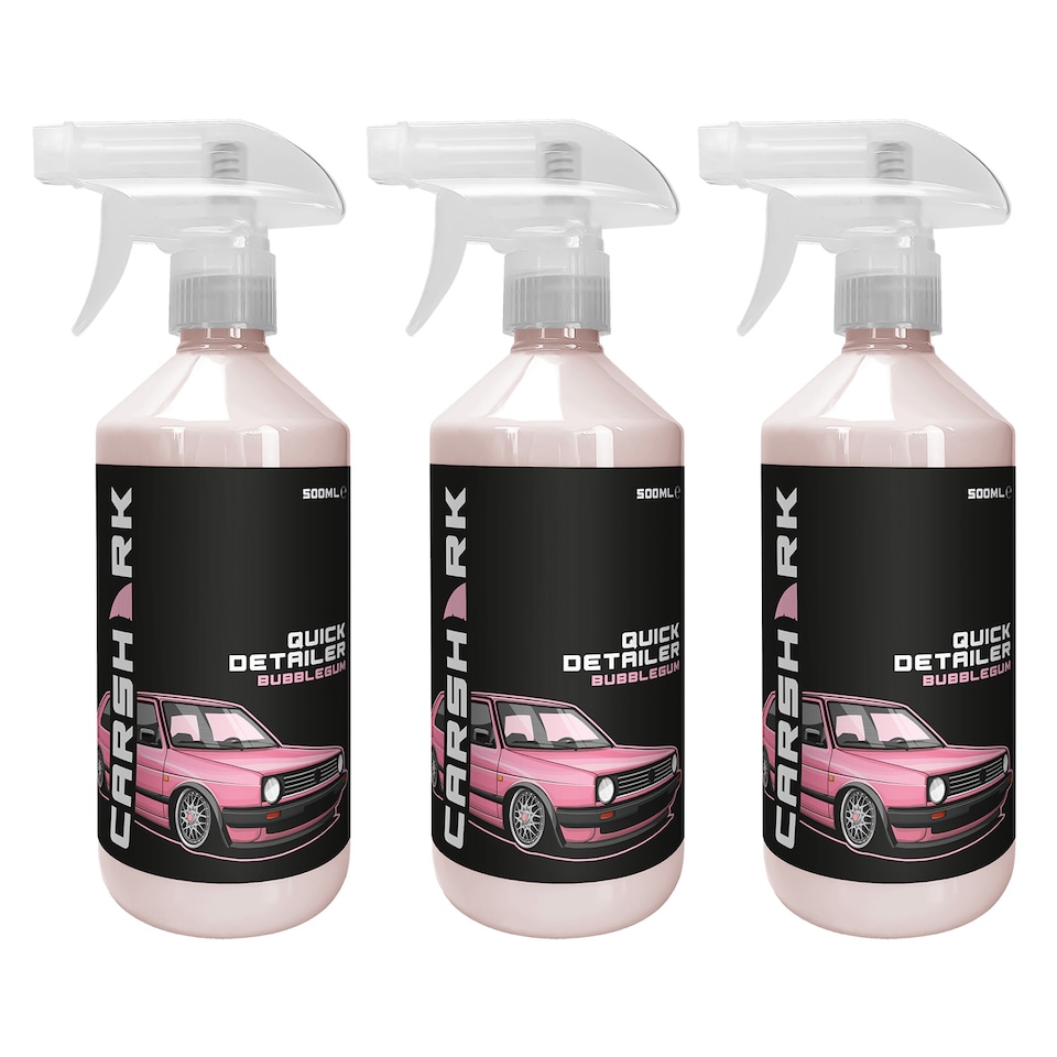 image 1 of CARSHARK Bubblegum Quick Detailer 3 x 500 ml - Cleans & Protects Vehicle Finish - Spray & Wipe
